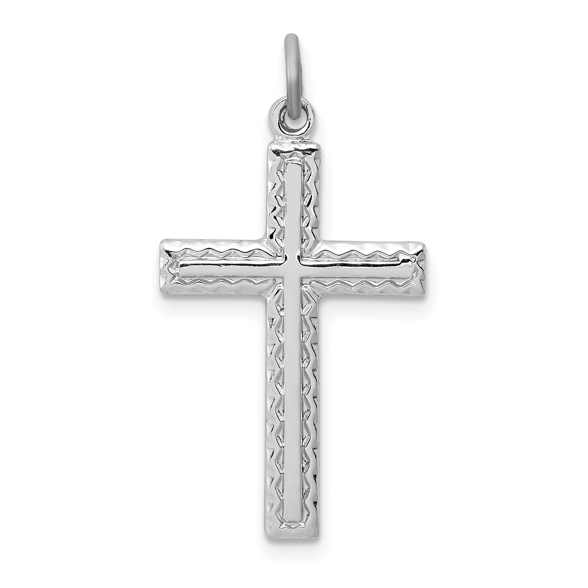 Sterling Silver Rhodium-Plated Cross Charm