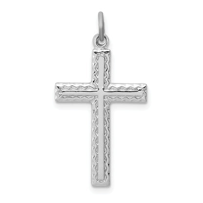 Sterling Silver Rhodium-Plated Cross Charm