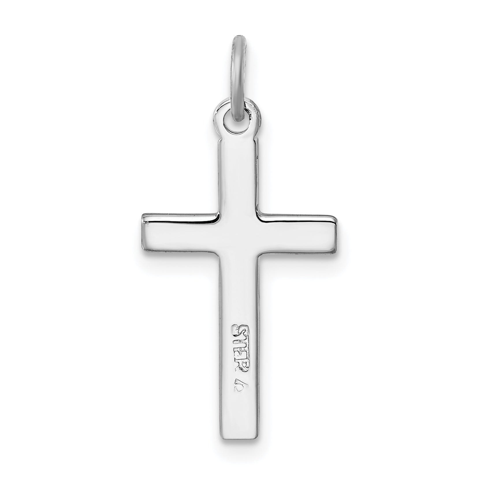 Sterling Silver Rhodium-Plated Heart Cross Charm