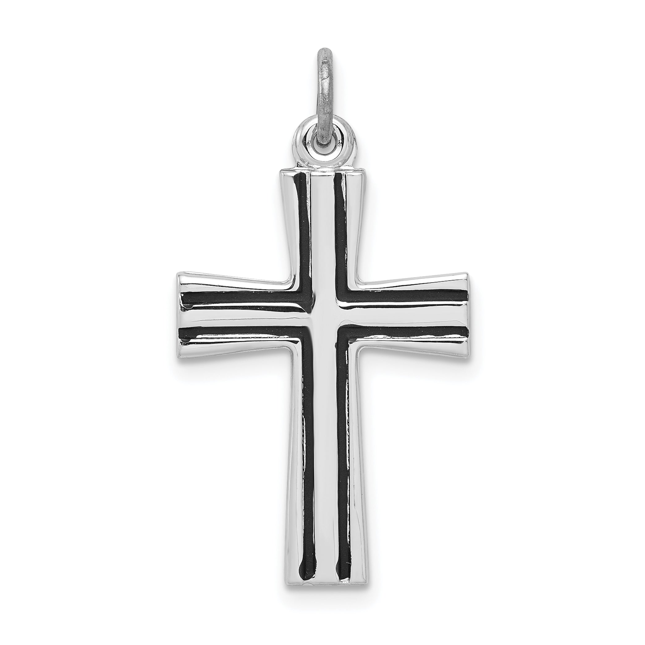 Sterling Silver Rhodium-Plated Enameled Latin Cross Charm