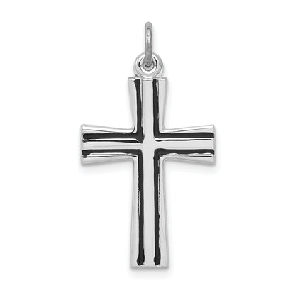Sterling Silver Rhodium-Plated Enameled Latin Cross Charm