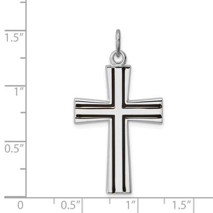 Sterling Silver Rhodium-Plated Enameled Latin Cross Charm