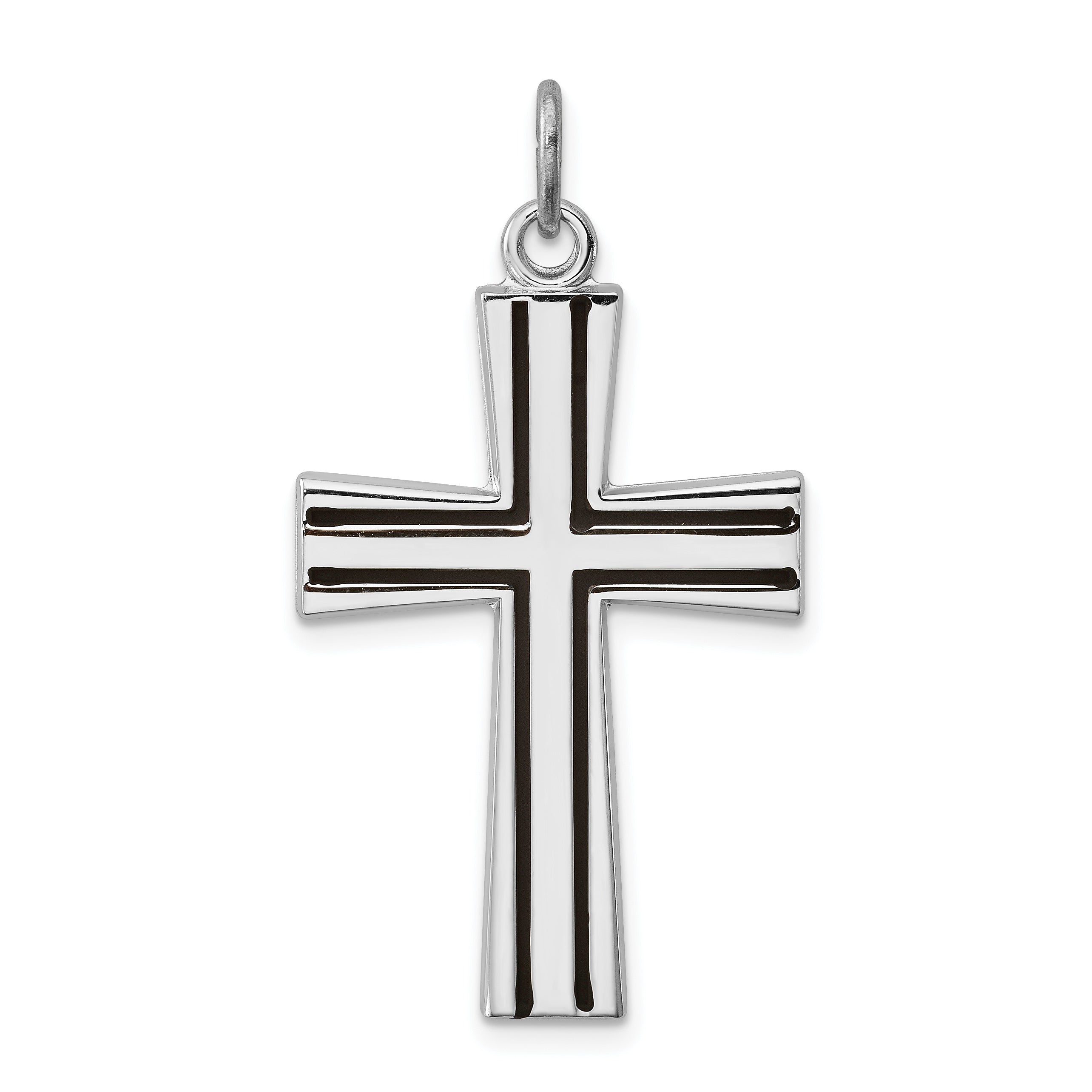 Sterling Silver Rhodium-Plated Enameled Latin Cross Charm