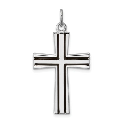 Sterling Silver Rhodium-Plated Enameled Latin Cross Charm