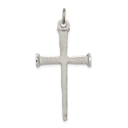 Sterling Silver Antiqued Nail Cross Pendant