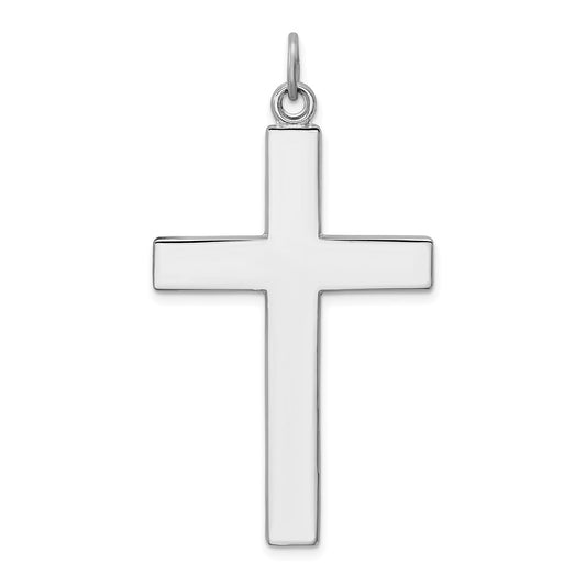 Sterling Silver Rhodium-Plated Cross Lord'S Prayer Pendant