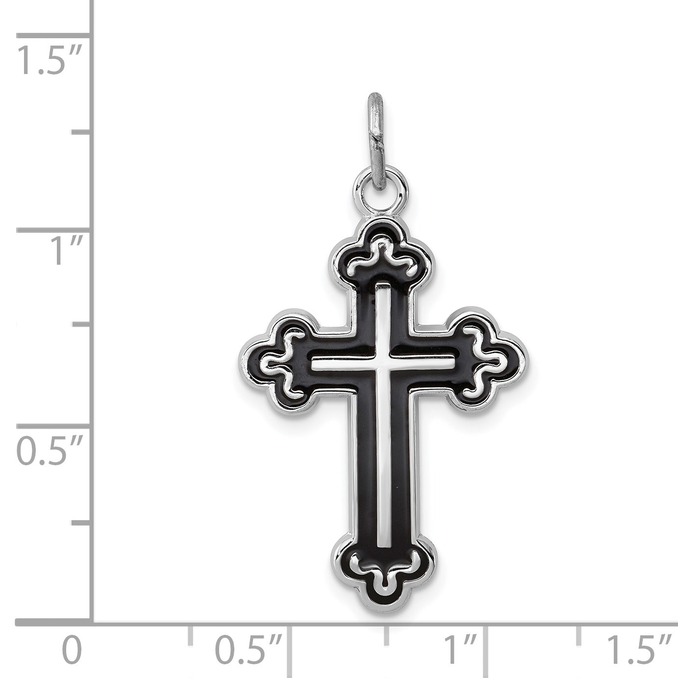 Sterling Silver Rhodium-Plated Enameled Cross Pendant