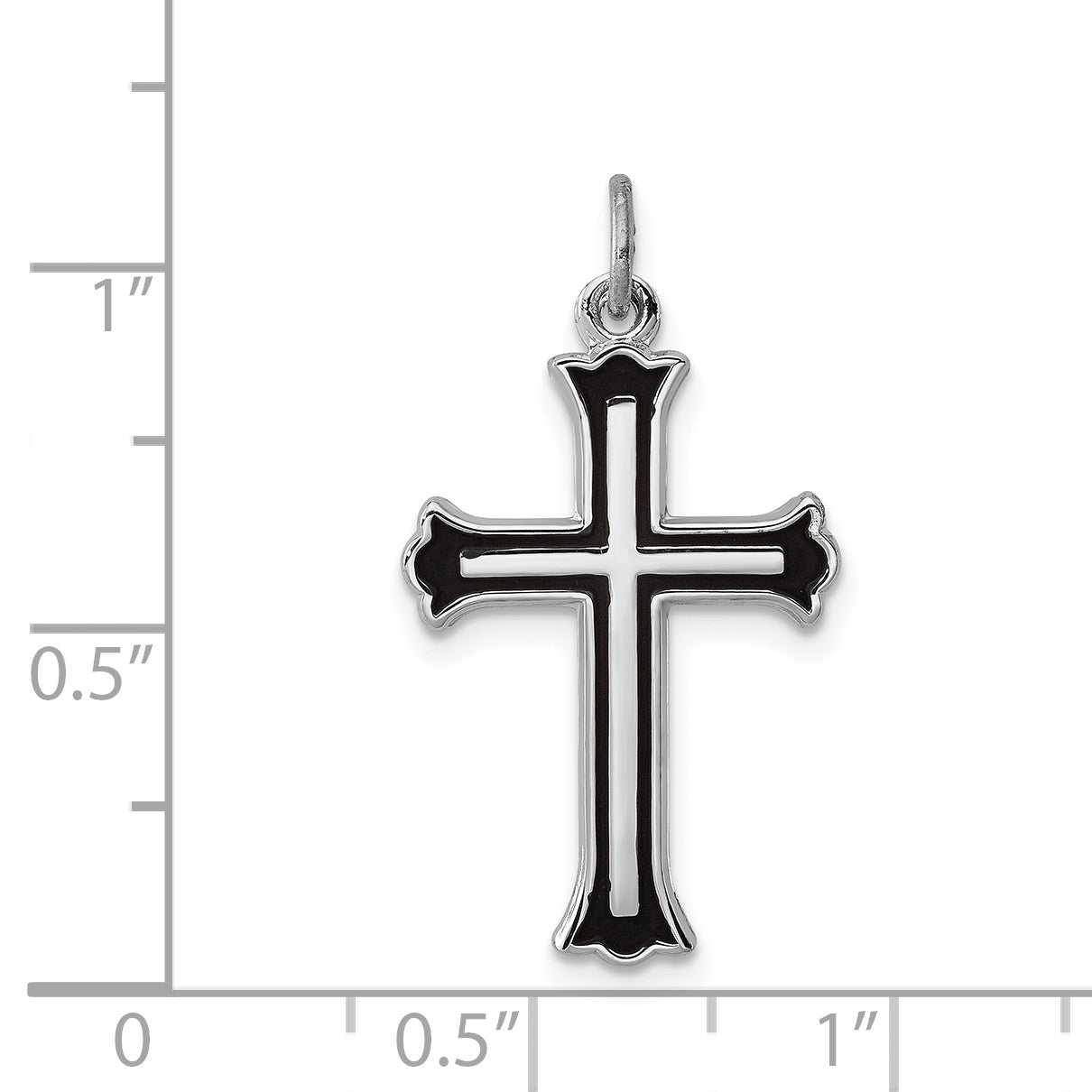 Sterling Silver Rhodium-Plated Enameled Cross Charm
