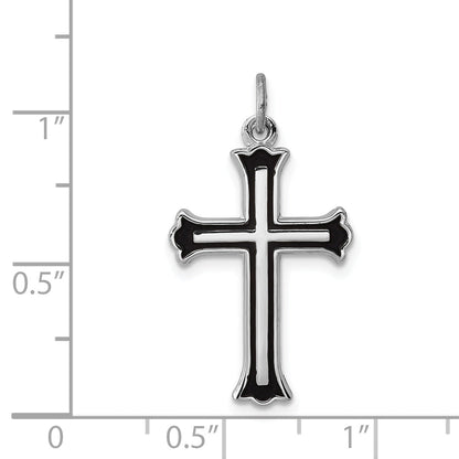 Sterling Silver Rhodium-Plated Enameled Cross Charm