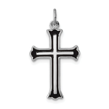 Sterling Silver Rhodium-Plated Enameled Cross Charm