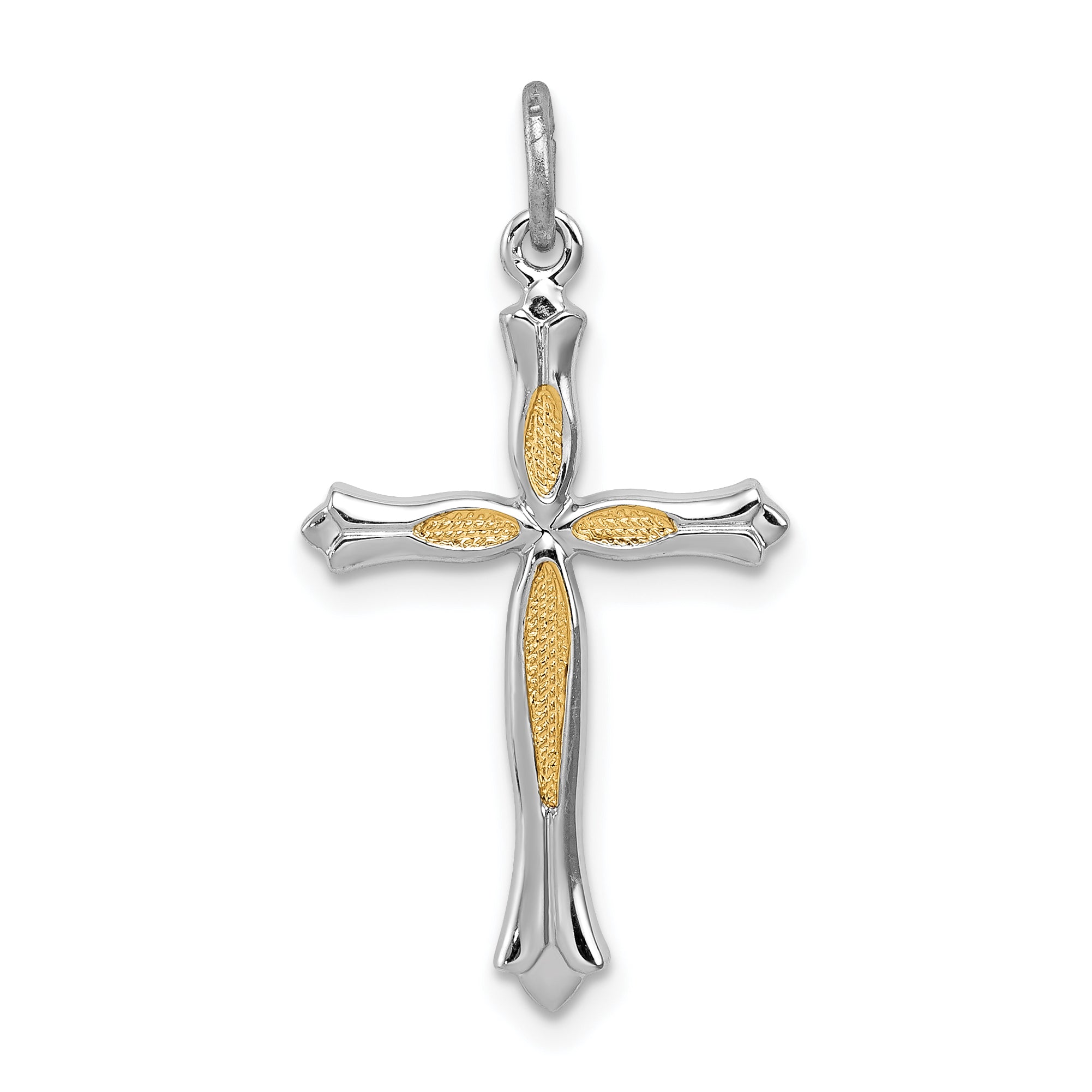 Sterling Silver Rhodium-Plated And Vermeil Cross Pendant