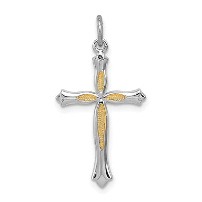 Sterling Silver Rhodium-Plated And Vermeil Cross Pendant