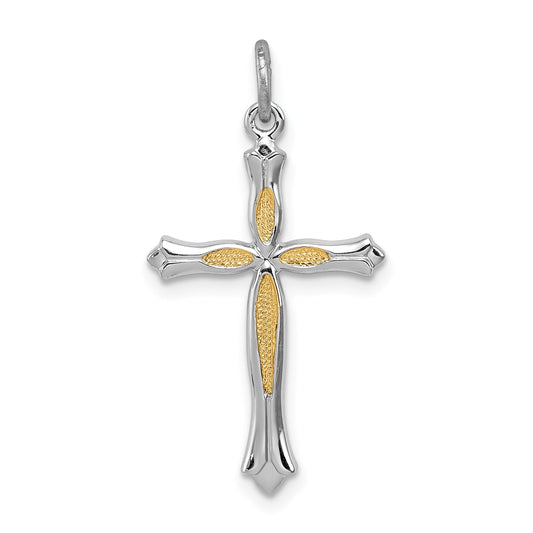 Sterling Silver Rhodium-Plated And Vermeil Cross Pendant