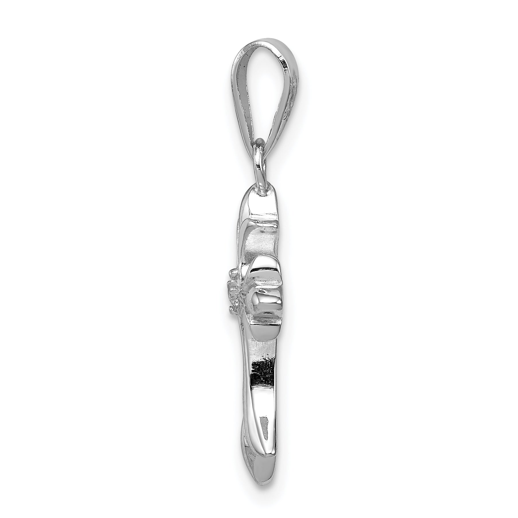 Sterling Silver Rhodium-Plated Cz Cross Pendant