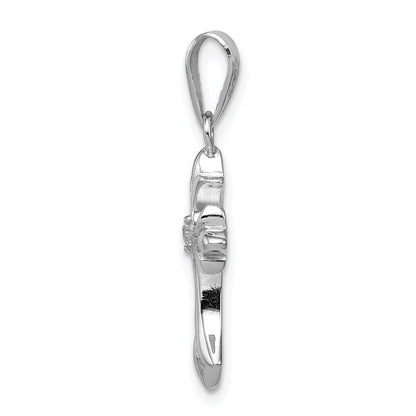 Sterling Silver Rhodium-Plated Cz Cross Pendant