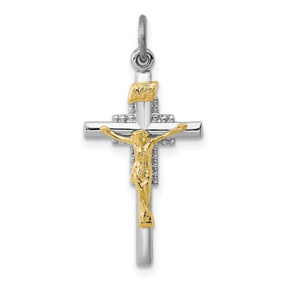 Sterling Silver Rhodium-Plated & Vermeil Inri Crucifix Charm