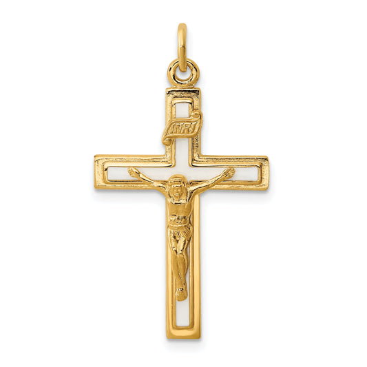 Sterling Silver Enamel W/Yellow Vermeil Inri Crucifix Charm