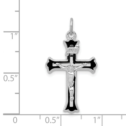 Sterling Silver Rhodium-Plated Enameled Inri Crucifix Charm