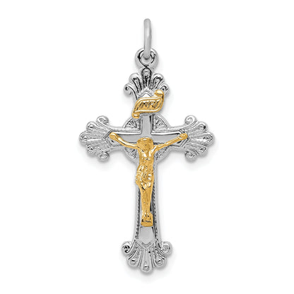 Sterling Silver Rhodium-Plated & Vermeil Inri Crucifix Charm