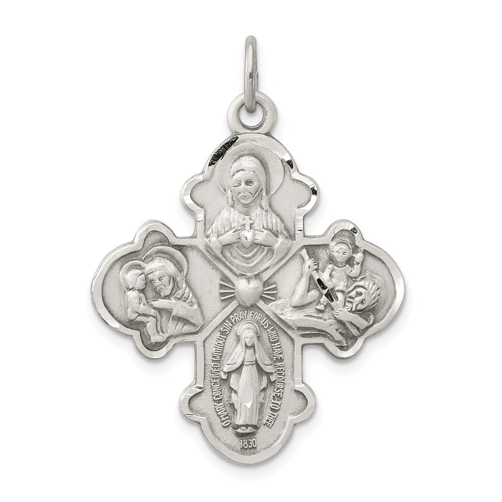 Sterling Silver Antiqued 4-Way Medal