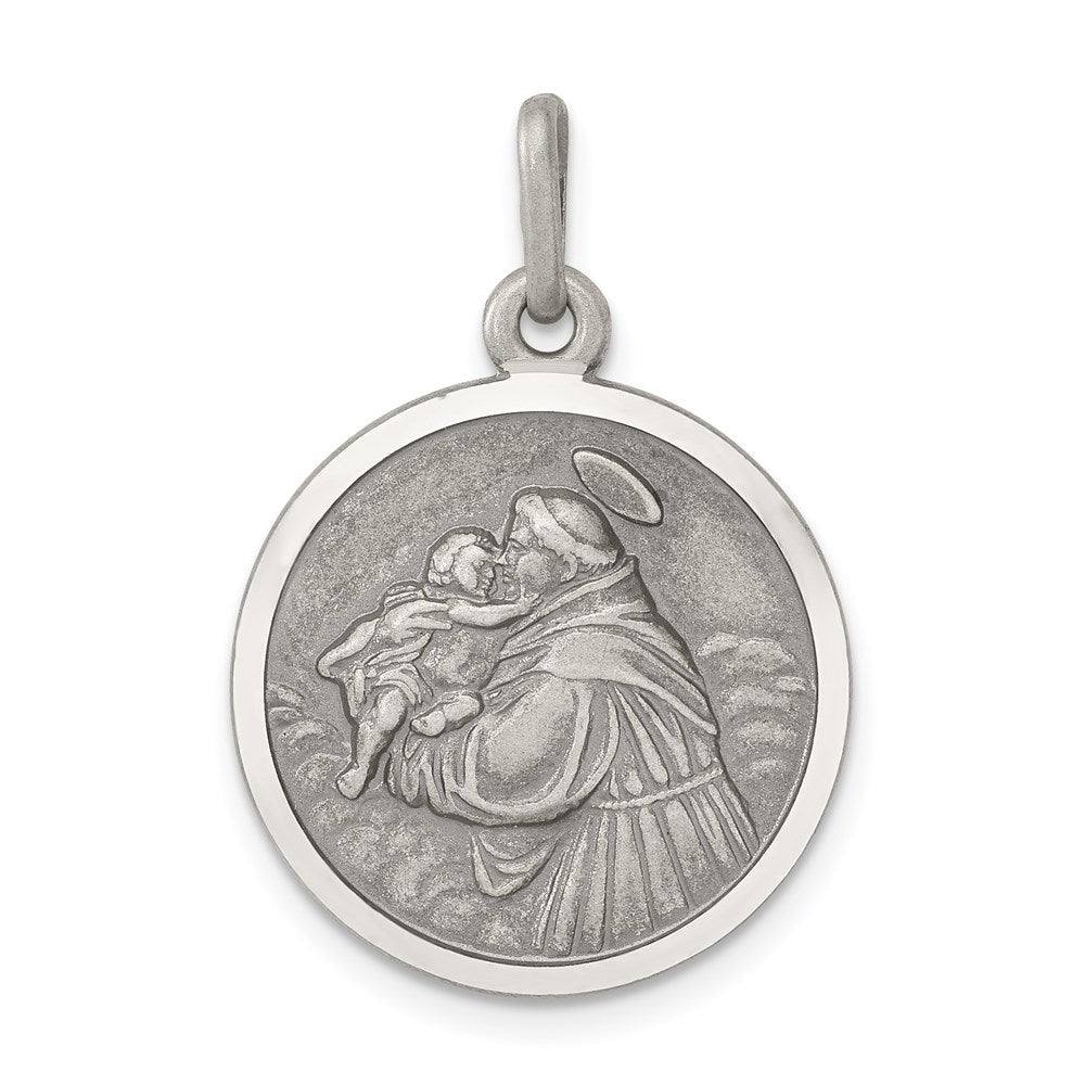 Sterling Silver Antiqued Saint Anthony Medal