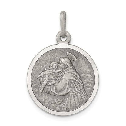 Sterling Silver Antiqued Saint Anthony Medal