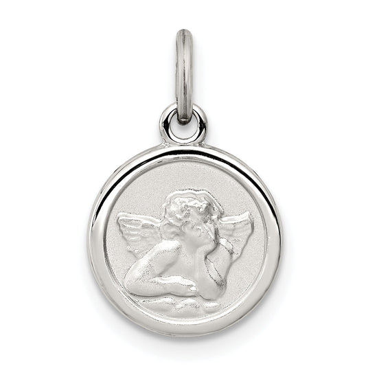 Sterling Silver Rhodium-Plated Angel Medal Charm
