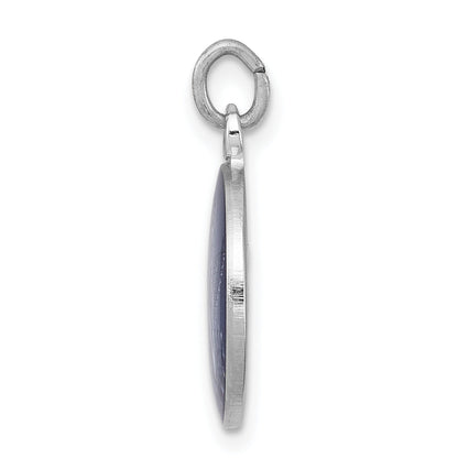 Sterling Silver Rhodium-Plated Blue Epoxy Angel Charm