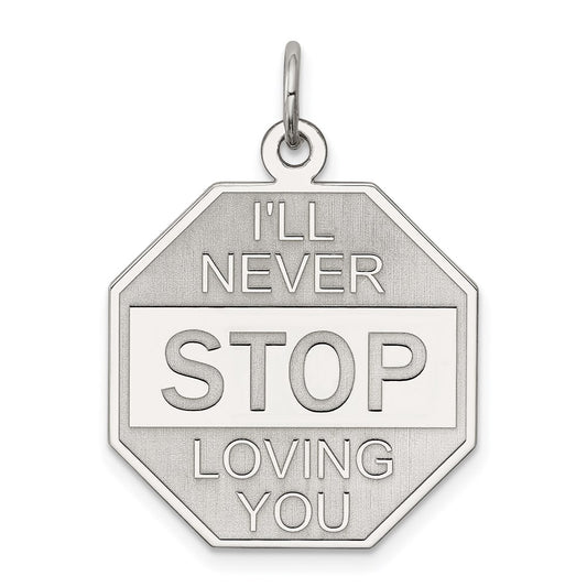 Sterling Silver Rhodium-Plated I'Ll Never Stop Loving You Charm
