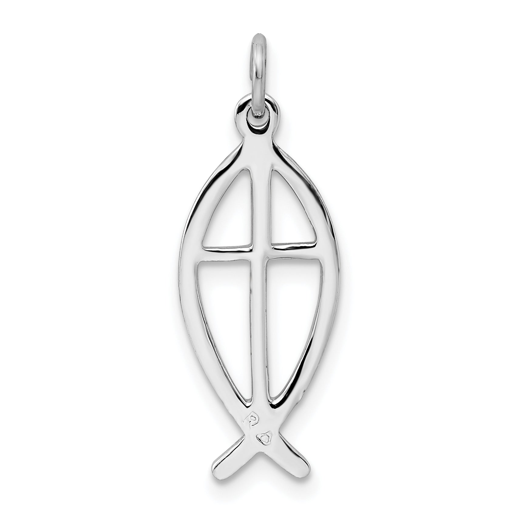 Sterling Silver Rhodium-Plated Ichthus Fish Charm