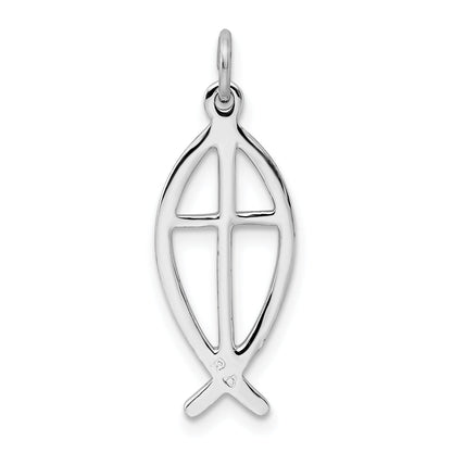 Sterling Silver Rhodium-Plated Ichthus Fish Charm
