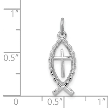 Sterling Silver Rhodium-Plated Ichthus Fish Charm