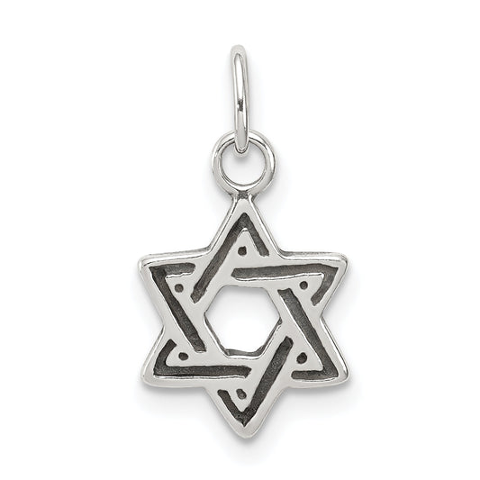 Sterling Silver Antiqued Star Of David Charm