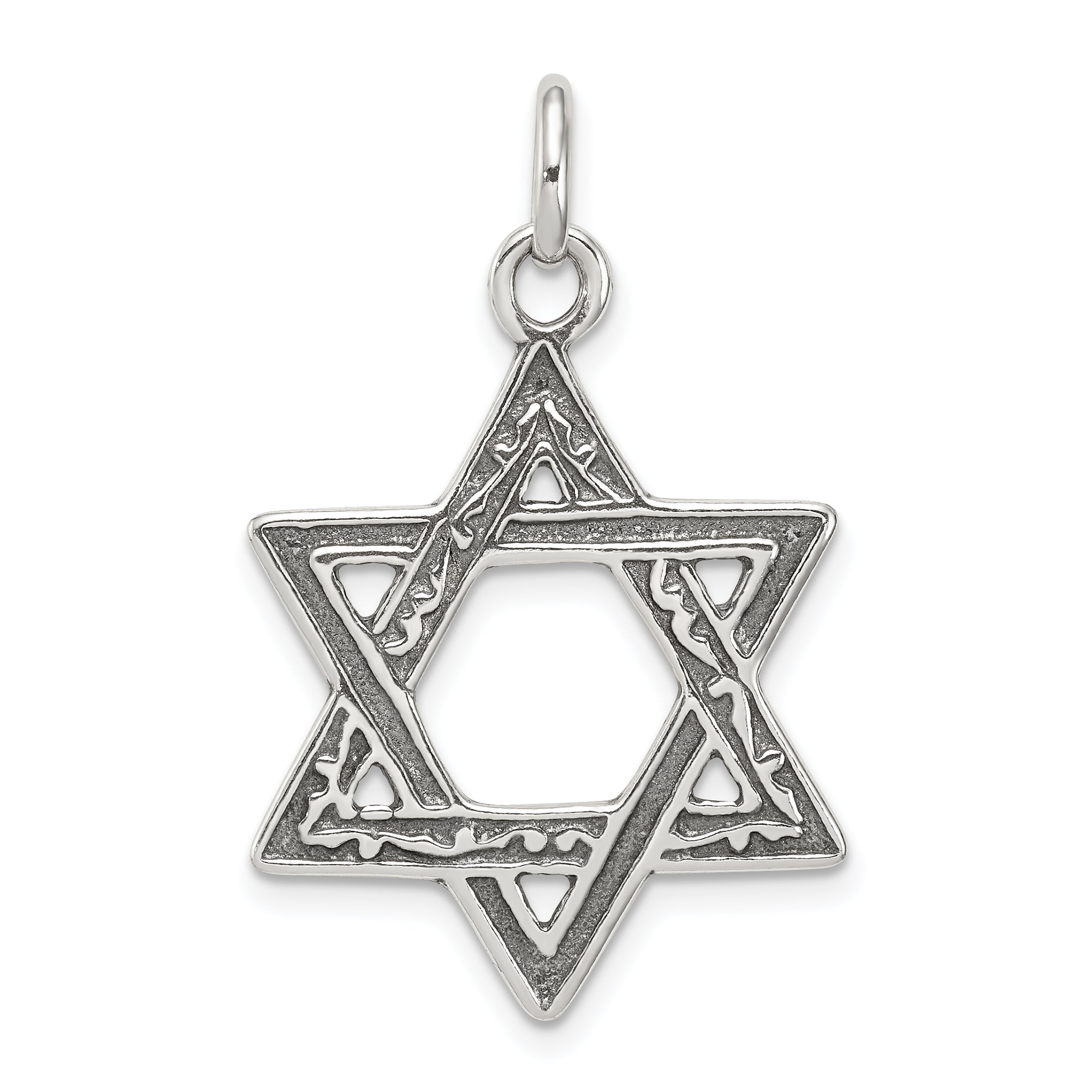 Sterling Silver Antiqued Star Of David Charm