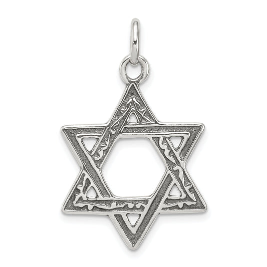 Sterling Silver Antiqued Star Of David Charm