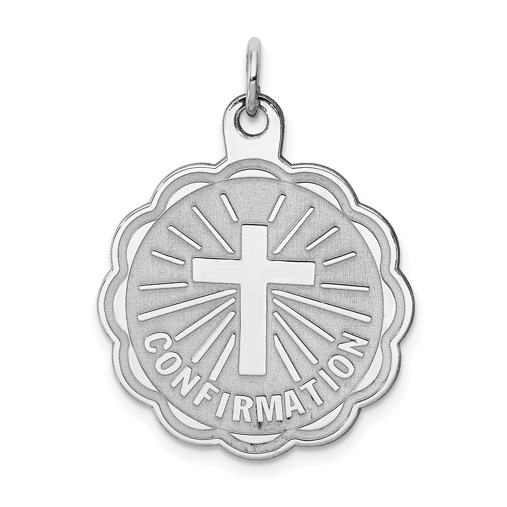 Sterling Silver Rhodium-Plated Confirmation Disc Charm