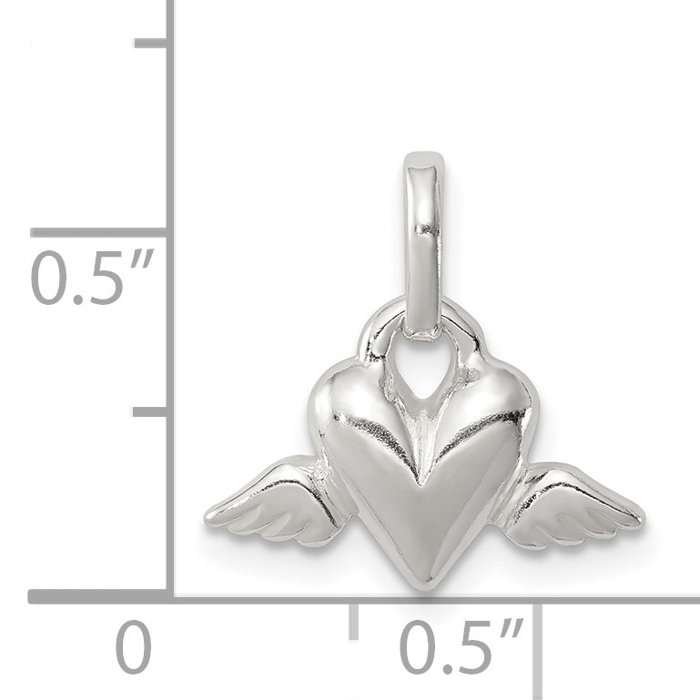 Sterling Silver Heart W/Wings Charm