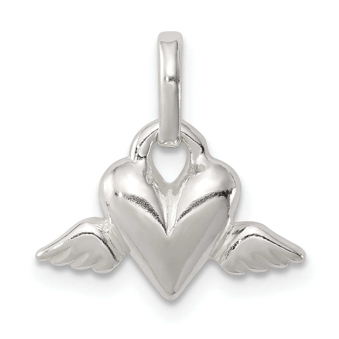 Sterling Silver Heart W/Wings Charm