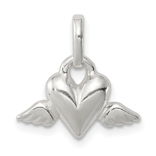 Sterling Silver Heart W/Wings Charm