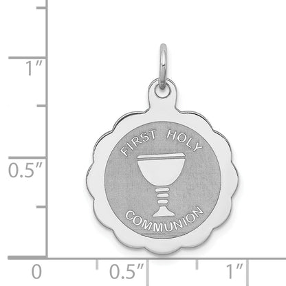 Sterling Silver Rhodium-Plated First Holy Communion Disc Charm