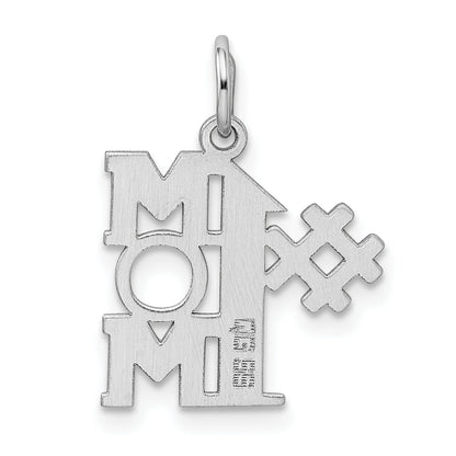 Sterling Silver Rhodium-Plated # 1 Mom Polished Charm