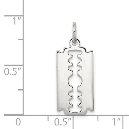 Sterling Silver Rhodium-Plated Razor Blade Polished Charm