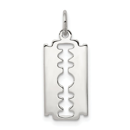 Sterling Silver Rhodium-Plated Razor Blade Polished Charm
