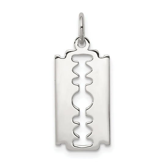Sterling Silver Rhodium-Plated Razor Blade Polished Charm