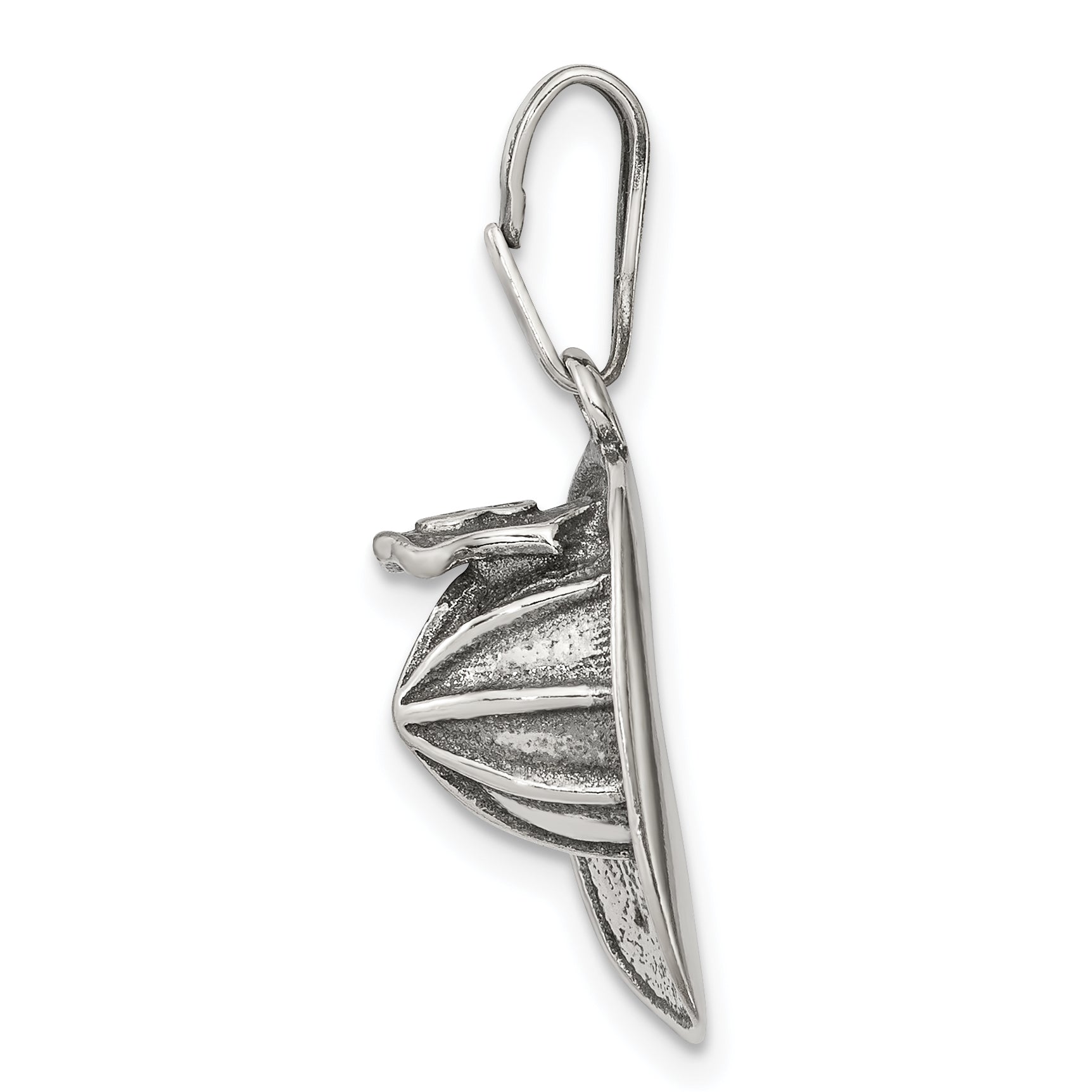 Sterling Silver Antiqued Fireman'S Helmet Charm