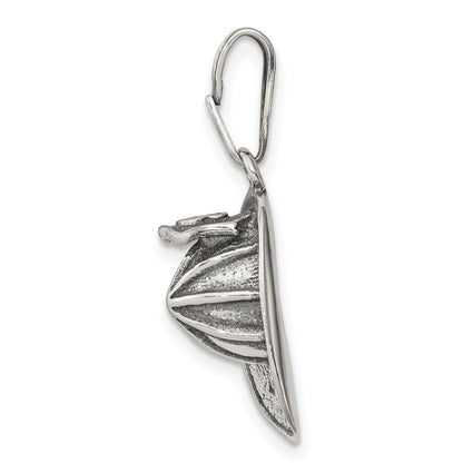 Sterling Silver Antiqued Fireman'S Helmet Charm