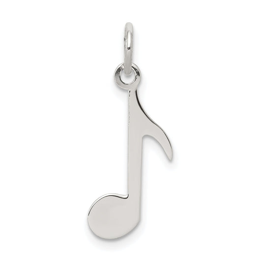 Sterling Silver Rhodium-Plated Musical Note Polished Charm