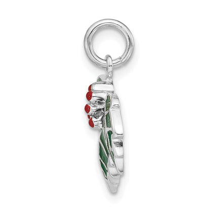 Sterling Silver Enameled Holly Charm