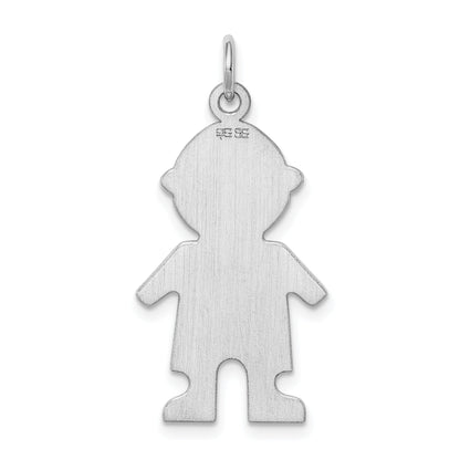 Sterling Silver Rhodium-Plated Engravable Boy Polished Disc Charm
