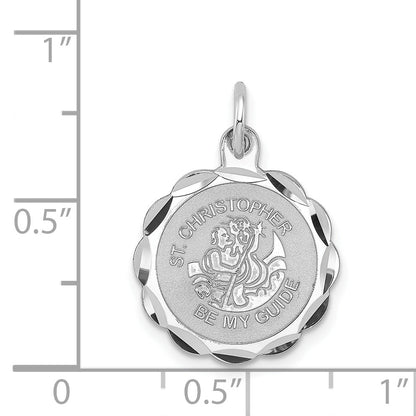 Sterling Silver Rhodium-Plated St. Christopher Medal Charm